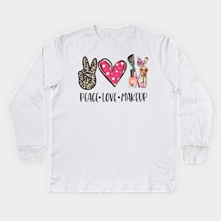 Peace Love Makeup Kids Long Sleeve T-Shirt